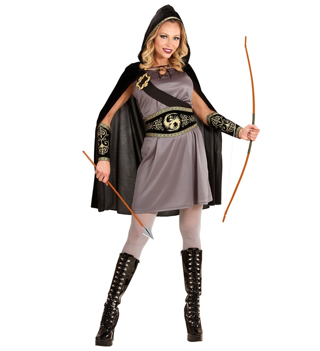 "ARCHER" (robe, ceinture, écharpe avec boucle, brassards, cape à capuche)