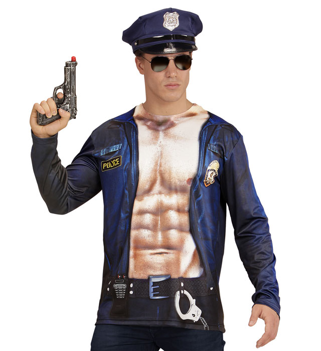 "POLICIER" (T-shirt manches longues avec impression photoréaliste par sublimation)
