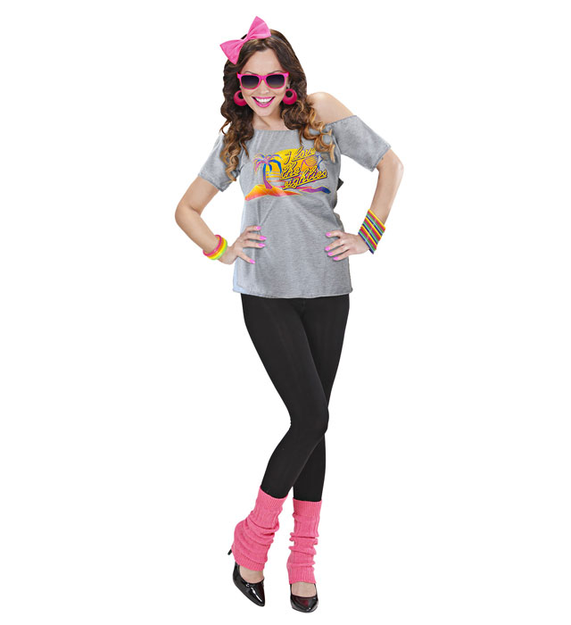 "80s BEACH GIRL" (T-shirt, bandeau noeud, jambières)