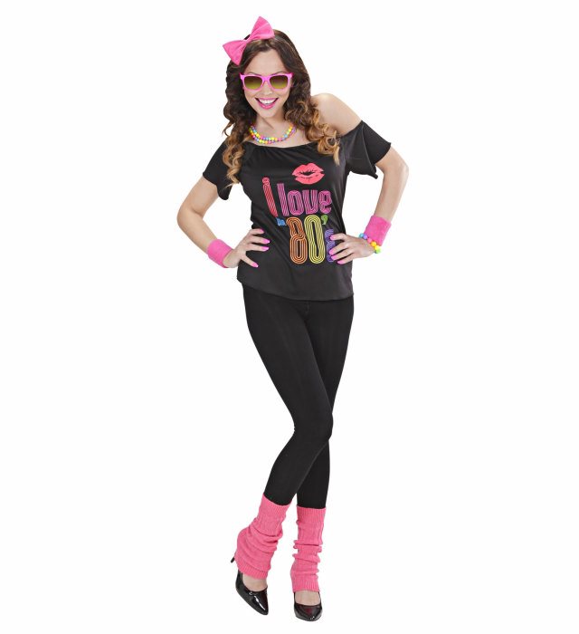 "FILLE DES ANNEES 80" (T-shirt, bandeau noeud, jambières)