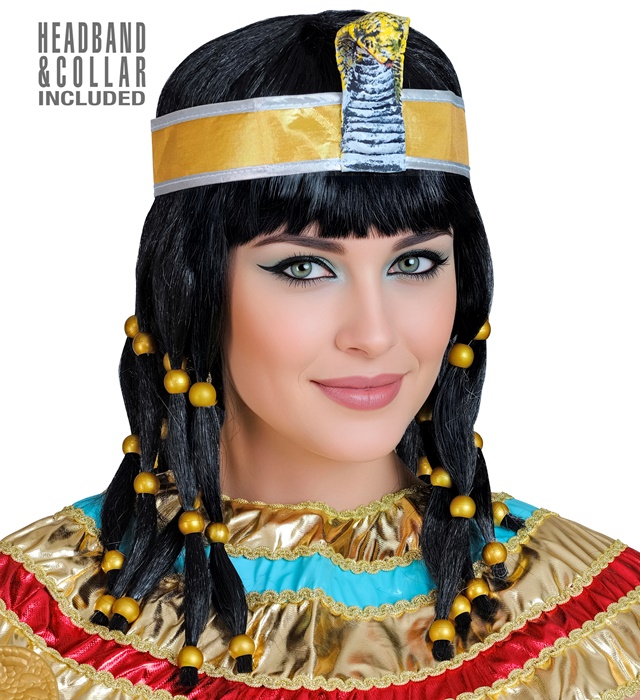 "PERRUQUE CLEOPATRE AVEC COLLIER ET BANDEAU" en boÎte