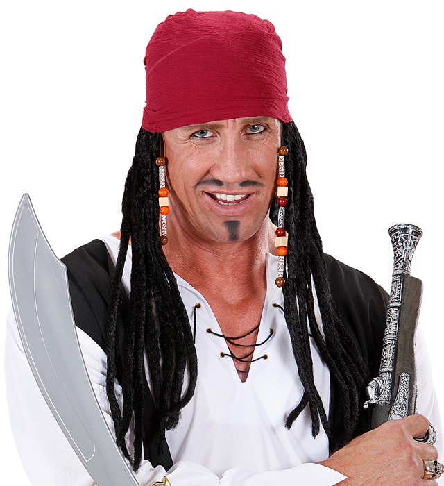 [C8587] "BANDANA PIRATE DES CARAIBES AVEC DREADLOCKS" en boîte