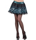 "JUPETTE A DAMIER PAILLETTES NOIR/TURQUOISE"