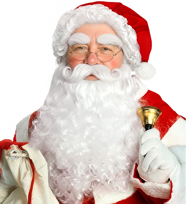 "SET LUXE DE PERE-NOEL" en boîte (chapeau avec cheveux, barbe, moustache, sourcils)