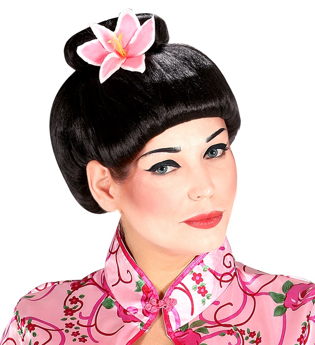 [F6144] "PERRUQUE FUJIKO AVEC FLEUR" en boÎte