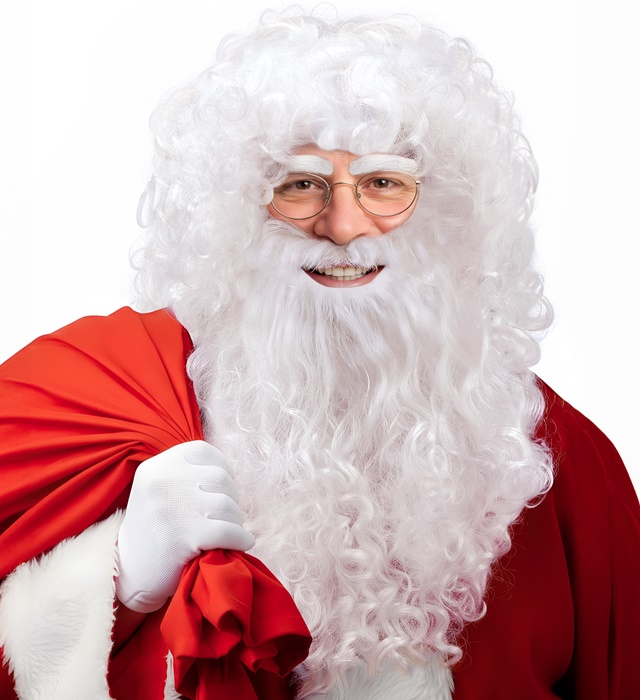 "SET LUXE DE PERE-NOEL" en boîte (perruque, barbe avec moustache, sourcils)