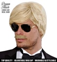 "PERRUQUE ET MOUSTACHE BLONDE PLAYBOY DREAM HAIR" en boite de couleur