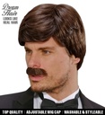 "PERRUQUE ET MOUSTACHE BRUNE PLAYBOY DREAM HAIR" en boite de couleur