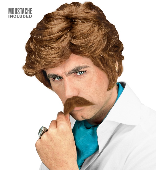"PERRUQUE PLAYBOY AVEC MOUSTACHES" brune - en boÎte