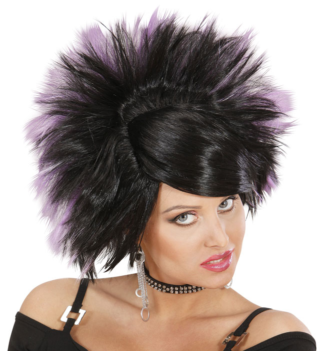 "PERRUQUE PRINCESSE ROCK" noire/ violette - en boite