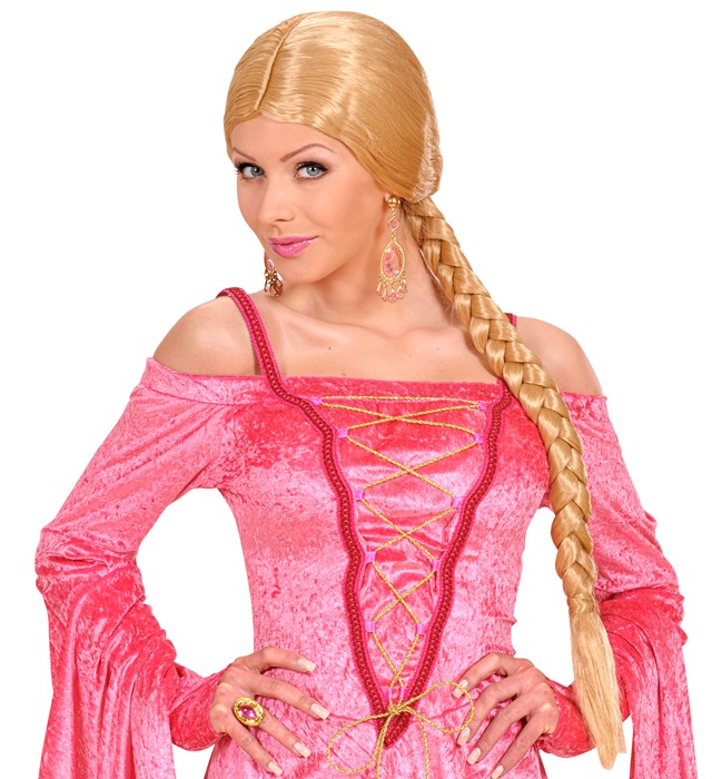 [R0725] "PERRUQUE BELLE DU CHATEAU AVEC NATTE" blonde - en boite
