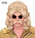 "PERRUQUE ET MOUSTACHE HOMME DES ANNNES 70" blonde - en boite