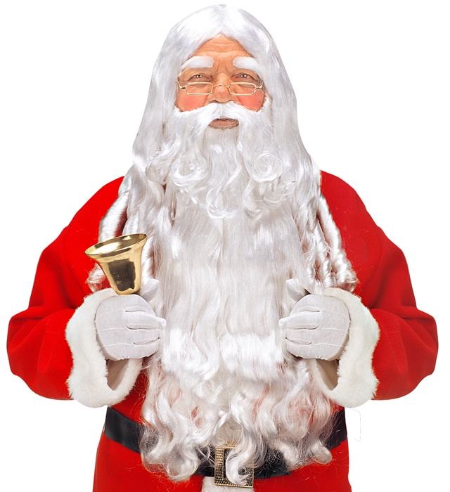 "PERE-NOEL" en boîte - (perruque avec boucles, barbe avec moustache & sourcils)