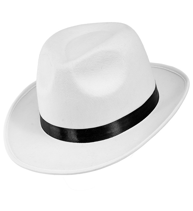"CHAPEAU FEDORA BLANC AVEC BANDEAU NOIR"