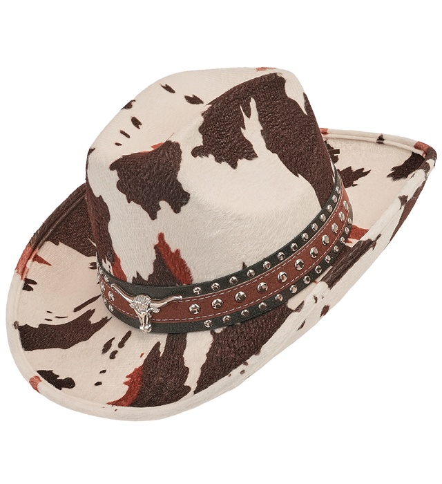 "CHAPEAU COWBOY MONTANA ANIMALIER EN PEAU DE VACHE"