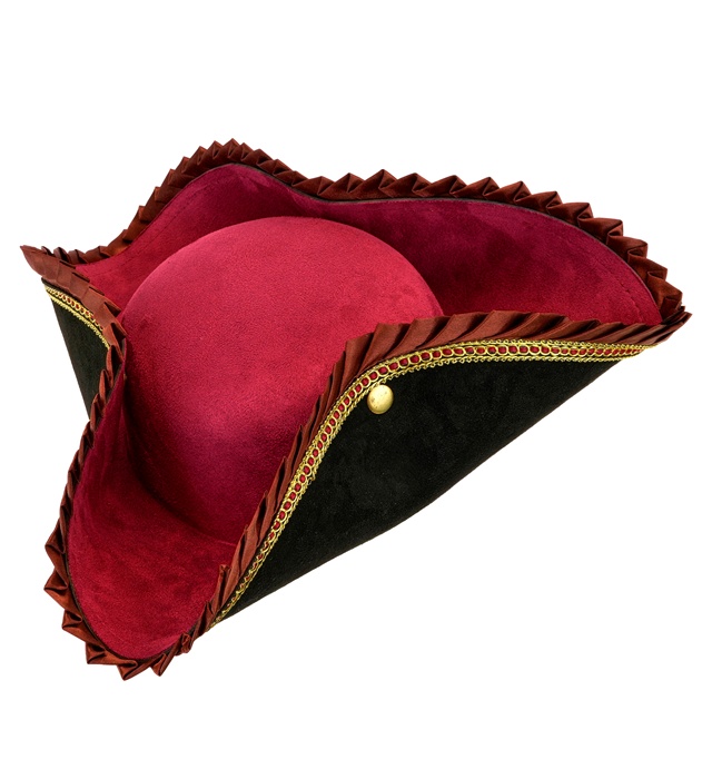 "CHAPEAU TRICORNE DELUXE NOIR ET BORDEAUX"