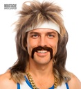 "PERRUQUE AVEC MUSTACHE MULLET BLONDE" en boite