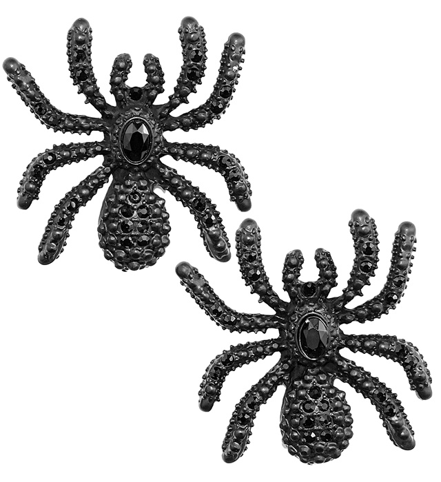 "BOUCLES D’OREILLES ARAIGNÉE STRASS NOIR"