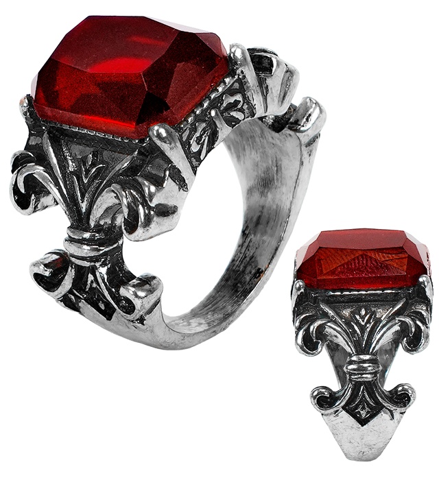 "BAGUE GOTHIQUE VAMPIRE PIERRE PRÉCIEUSE ROUGE"