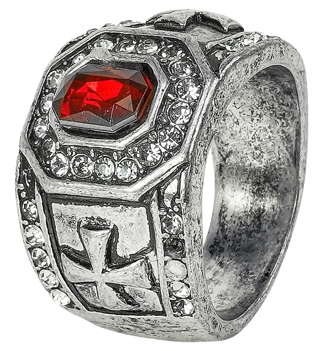 "BAGUE STRASS & PIERRE PRÉCIEUSE ROUGE"