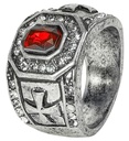 "BAGUE STRASS & PIERRE PRÉCIEUSE ROUGE"