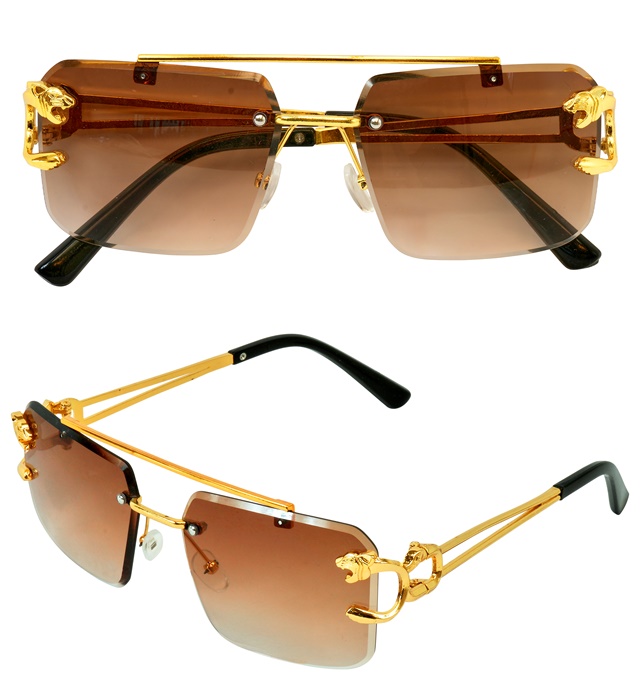 "LUNETTES ANIMALIER OR AVEC LENTILLES MARRON"