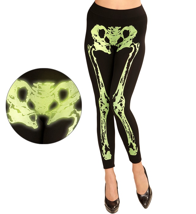 [01537] "LEGGING SQUELETTE VERT FLUO" 75 DEN (S/M)