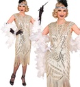 "CHARLESTON GATSBY ANNEES 20 RUGISSANT" (robe) - crème