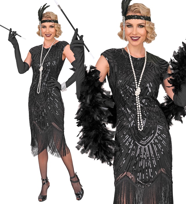 "CHARLESTON GATSBY ANNEES 20 RUGISSANT" (robe) - noir