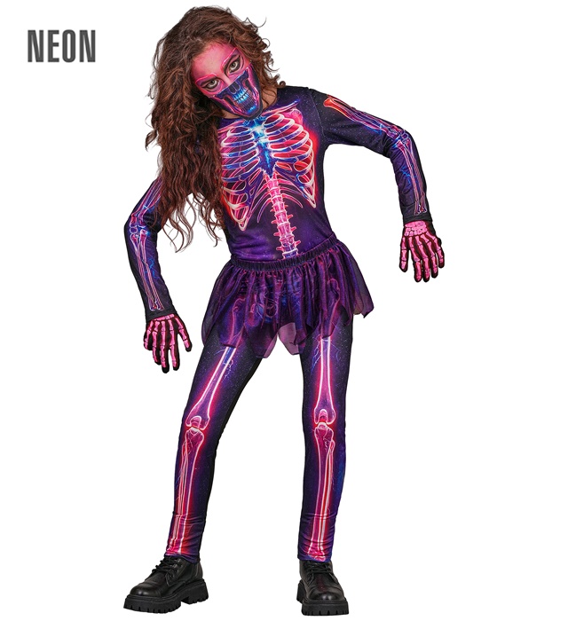 "SQUELETTE FLUORESCENTE" (combinaison, tutu, masque)