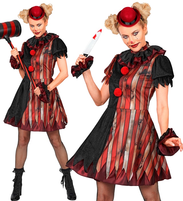 "CLOWN MALÉFIQUE" (robe, jupe, jupon, manchettes, mini chapeau)