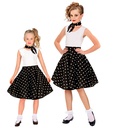 "JUPE ET FOULARD NOIRS A POIS ANNEES 50" taille enfant (tour de taille réglable 28-33 cm)