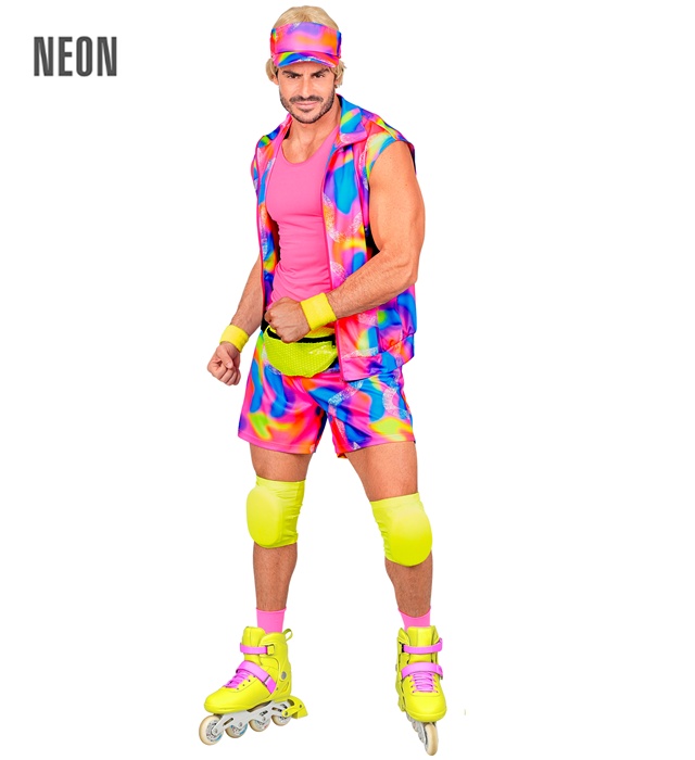"ROLLERBLADER ANNÉES 80" (body, short, visière, coudières, genouillères)