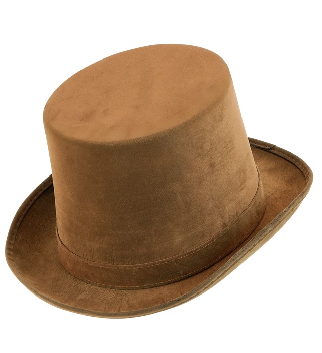 "CHAPEAU HAUT DE FORME VINTAGE SUEDE BRUN" 15 cm