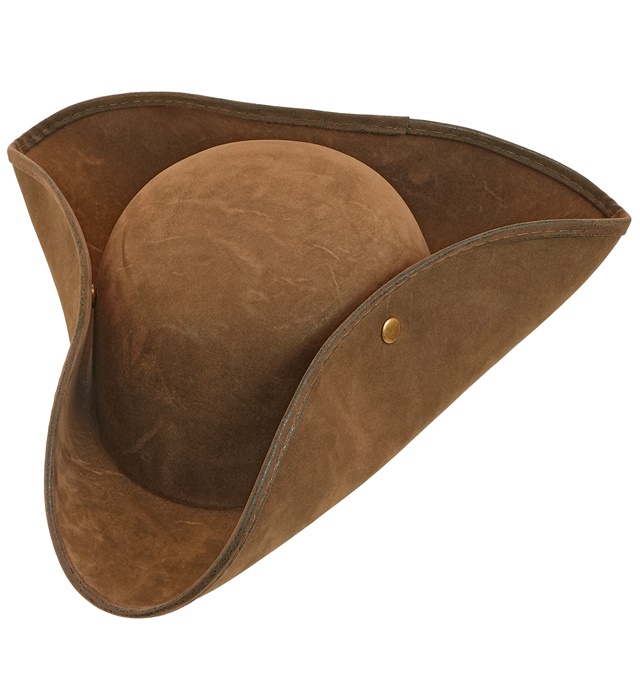 "CHAPEAU TRICORNE VINTAGE SUEDE BRUN"