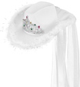 "CHAPEAU PARTIE DE BACHELORETTE AVEC TIARE, MARABOU ET VOILE"