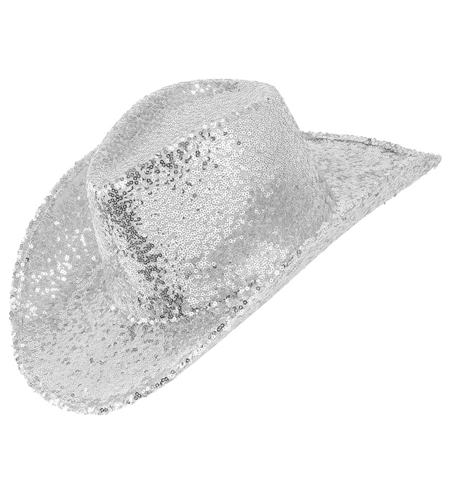 [91178] "CHAPEAU COWBOY PAILLETTES ARGENT"
