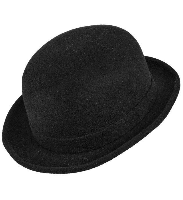 "CHAPEAU MELON EFFET LAINE NOIRE" 59 cm