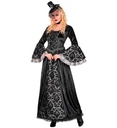 "COMTESSE SOMBRE" (robe, jupon à cerceau, collier, mini-chapeau avec voile)