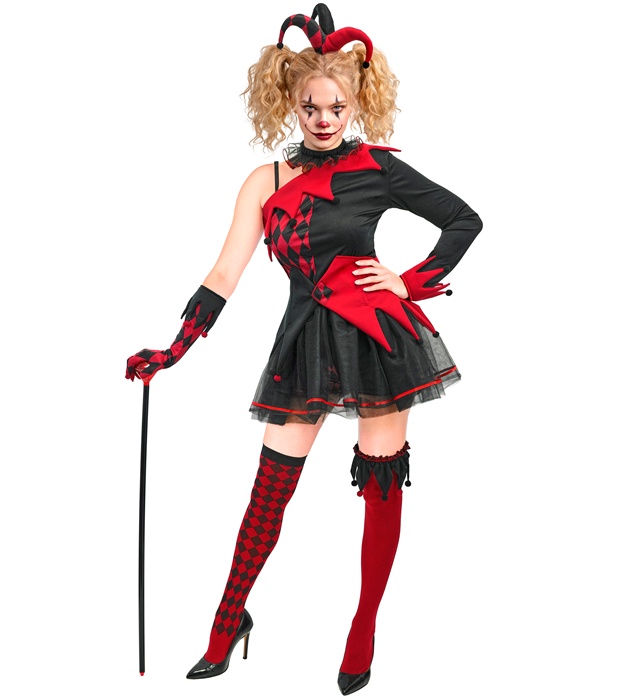 "BOUFFON MALÉFIQUE" (robe, short, cuissardes, jarretière, ceinture, coiffe, tour de cou, gant)