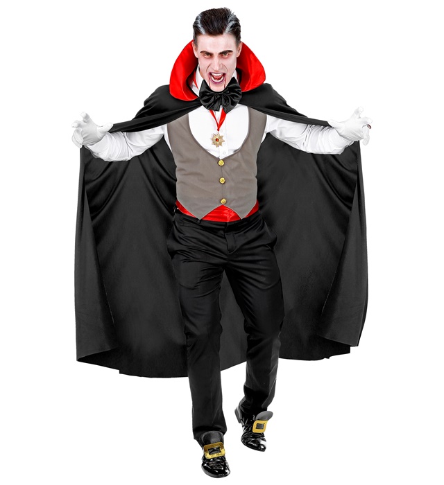 "VAMPIRE" (gilet, ceinture, noeud papillon, collier avec médaillon, gants, Cape)