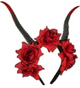 "SERRE-TETE DE CORNES ET ROSES ROUGES"