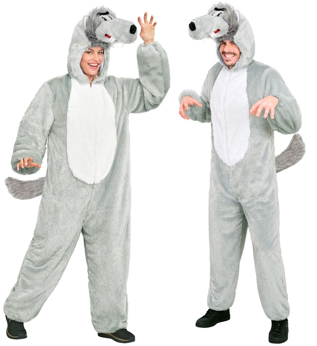 "LOUP EN PELUCHE DOUX" (combinaison à capuche et masque)