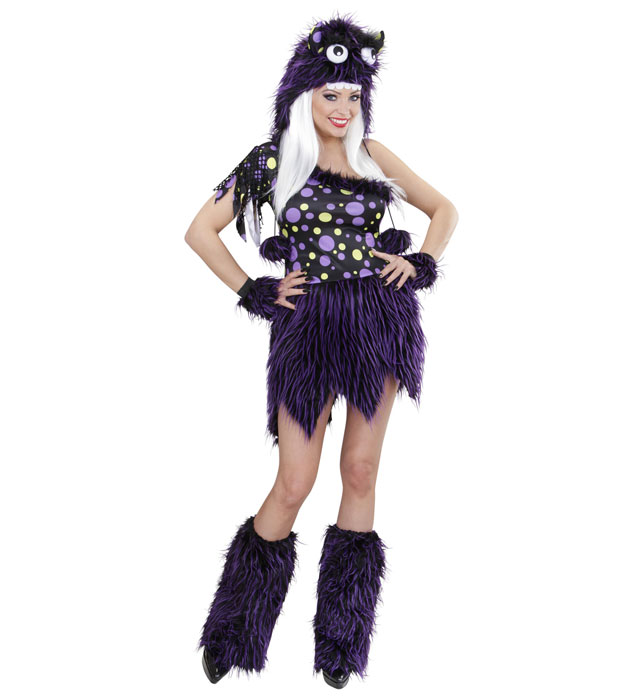 [01731] "MONSTRE FILLE VIOLETTE DE LUXE" (robe, coiffe, brassards, jambières) (S)