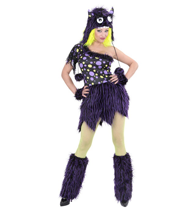 "MONSTRE FILLE VIOLETTE DE LUXE" (robe, coiffe, brassards, jambières)
