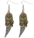 Paire de " BOUCLES D'OREILLES STEAMPUNK AVEC PLUMES"