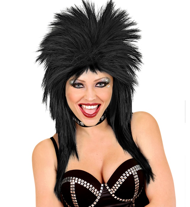 [01842] "PERRUQUE ROCK STAR NOIRE" en sachet