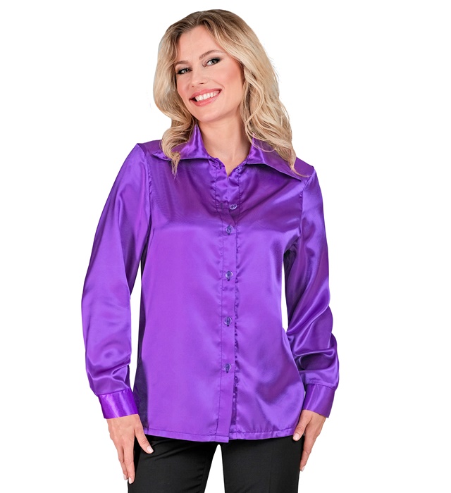 [22112] "CHEMISE DISCO ANNEES 70 VIOLET" satin (M)