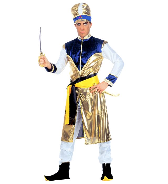"MAHARAJAH" (veste longue, pantalon, ceinture, surchaussures, turban avec pierres précieuses)