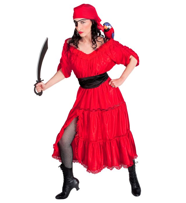 "FEMME CORSAIRE DES CARAIBES" (robe, ceinture, bandana, cache-oeil)